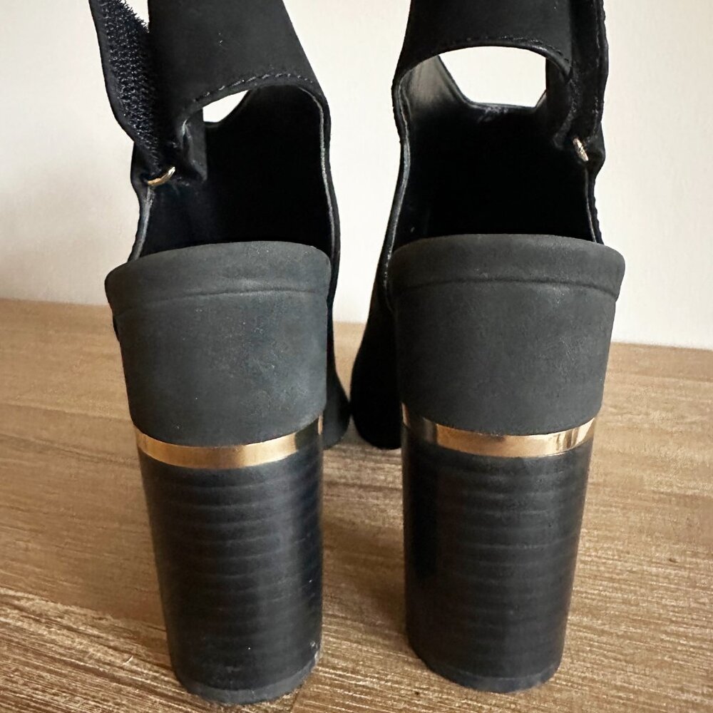 Aldo Aressa Open Toe Bootie Sandal Black Suede Womens Size 8 - Picture 4 of 5
